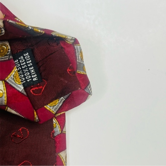 Valentino Red Industrial Print Classic Silk Neck Tie - Picture 5 of 7